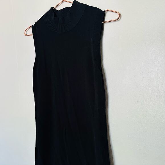 NICHOLAS Women's Compact Column Black Mock Neck Side Slit Midi Dress Size Large - Picture 4 of 12